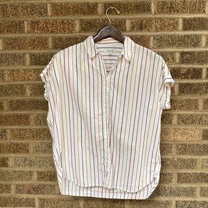 Madewell Striped Short Sleeve Button Down Camp Shirt